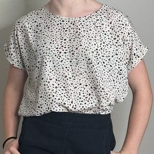 MTS Boutique Speckled Spotted Dolman Blouse |Cream/Burgundy/Olive/Tan | Size: S